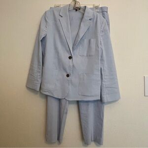 Theory Linen Blend Women’s Pantsuit Size 6 Light Blue Measurements In Desc